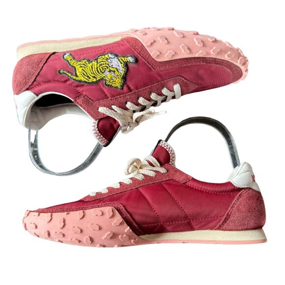 Kenzo Move Sneakers Red and Pink Retro Style with Tiger Patch Womens Size 38 - Picture 2 of 9